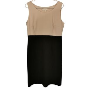 Laura Petites Sleeveless Cream & Black Scoop Neck Midi Dress - Sz 10P